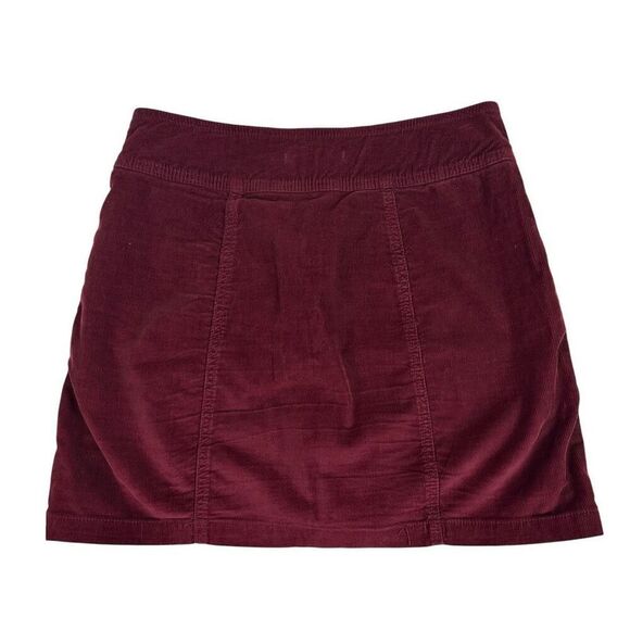 Free People Womens size 6  Skirt Mini Short Burgundy Corduroy Button Front - Picture 3 of 8